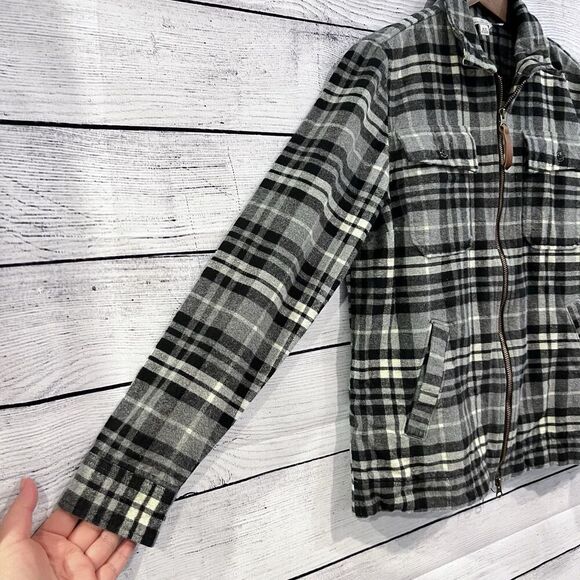 LL Bean Signature Size Medium Plaid Chamois Flannel Shirt Jacket Full Zip Soft - Picture 4 of 12
